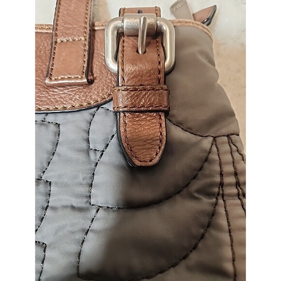 FOSSIL‎ Bag Purse Keyper Gray Quilted Womens Tote Nylon Satchel Flower Design - Picture 3 of 15